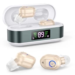 CIC Rechargeable Digital Display Hearing Aid Hearing Loss Elderly Adjustable Sound Amplifier Portable Charging Case