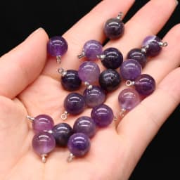 5pcs Natural Stone Agates Crystal Quartzs Damation Jaspers / Amethysts Pendant for Necklace Earring or Jewelry Making Size 10mm