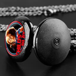 Creative Horror Design Glass Dome Quartz Pocket Watch Necklace Pendant Clock Vintage Men Women Kids Gift Clock Halloween Gift