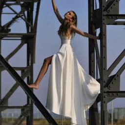 Customized Simple A-Line Wedding Dress Satin Side Slit Floor Length For Women Robe De Mariee With Pocket White Elegant