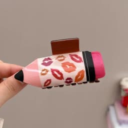 Cute Large Acrylic Pencil Design Hair Claw Clips for Women Girls Accessories Cartoon Sunflower Smile Ponytail Hairgrip New 2024