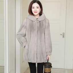 Thickened Medium-Length Faux Fur Plush Jacket Korean Style Slim Fit Double-Sided Winter Coat Women's Cotton-Polyester Blend
