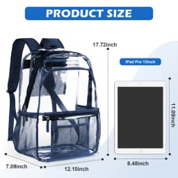 Clear Polyester Backpack - Stylish Transparent Daypack for School Multipocket Transparent Backpack Casual Modern Aesthetic Bag 