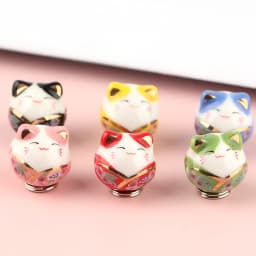 15mm 6pcs Tie Lucky Cat Shape Ceramic Beads For DIY Bracelet Keychain Necklace Gifts Accessories Bead
