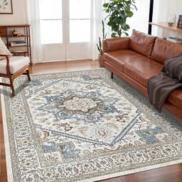 VIKAMA Bohemian Vintage Rug - Stain-Resistant and Easy-Care Floor Mat for Living Rooms and Bedrooms Persian Rug Home Decor