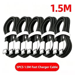 5PCS USB C to USB C 120W Fast Charging Cable, Durable Braided Wire, For iPhone 17 16 15 Samsung Huawei Xiaomi Etc