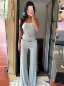Women Folded Low Waist Cotton Jersey Foldover Pant Soot