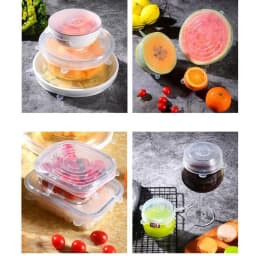 6 Pcs Silicone Cover Stretch Lids for Kitchen Microwave Food Covers Bowl Caps Elastic Silicone Lid Cap Universal Adaptable Lids
