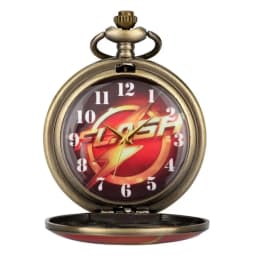 Red Bronze Graphic Yellow Flash Lightning Quartz Pocket Watch Anime Necklace Harajuku Clock Chain Cosplay Antique Gifts for Men