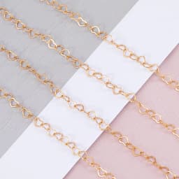 5Meters 1Meter 3mm Necklace Love Heart Chain Silver Gold Copper Link Chains Bracelet for Jewelry Making DIY Components Handmade