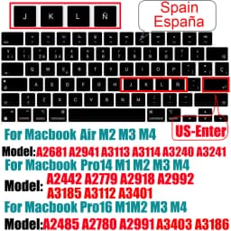 Keyboard Cover for MacBook M4 M3 M2 Pro/Max Chip MacBook Air 15.3"/13.6" A3240/A3241/A2941 Pro 14"/16" A2992/A2779/A2991/A2918