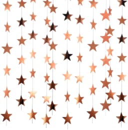 Rose Gold Happy Birthday Garlands Decorations Paper Circle Dots Star Hanging Streamer for 1st 16th 21st 30th 50th 70th Birthday
