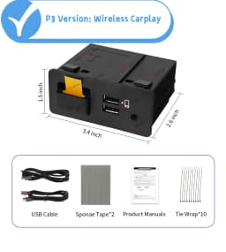 CarPlay and Android Auto USB Media Hub Retrofit Kit for Mazda, Support Mazda 3/6/CX5/CX3/CX9-TK78 66 9U0C K1414 C922 V6 605A