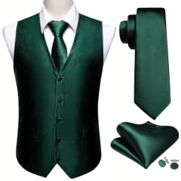 30 Colors Designer Green Vest for Men Clover Paisley Plaid V Neck Waistcoat Tie Set Wedding St.Patrick's Day