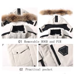 Men's Down Jackets Big Real Fur Collar Warm Parka -30 Degrees Men Casual 90% White Duck Down Coats Winter Snow Thicken Overcoat