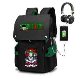 One Piece Zoro Print School Backpack Large Capacity Casual Daypack Travel Bag for Kids Teens