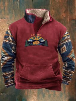 Spring Autumn New Men Wool Collar Half-zipper Hoodies Sweatshirts Print Casual European American Trend Jacket Long-sleeved Tops