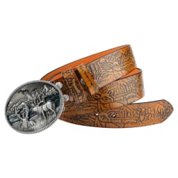 Men's Belt Embossed Deer Genuine Leather