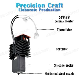 For Snapmaker U1 Hotend 24v 48w Ceramic Block Kit Stable Heating, 0.2-0.8mm Hardened Steel Nozzle Print Head for Snapmaker U1