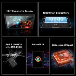 HOTWAV R8 Rugged Tablet 10.1'' HD+ Display 10800mAh Massive Battery Pad Android 14 OS Octa-core 4GB 128GB Tablet PC Global