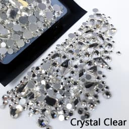 180pcs AB Flatback Glass Nail Art Rhinestones Multi-shape Mixed Diamond Gems Blue Purple Crystal Stones For DIY Nail Decoration