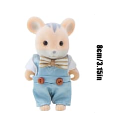 Mini Flocked Animal Family Doll Set Dressed Rabbit Cat Panda Koala Mouse Figures Dollhouse Accessory Pretend Play Collection Toy