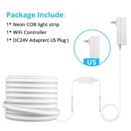 Tuya Smart Life WiFi Dimmable COB LED Light Strip 24V Solid Neon Self-Adhesive Waterproof Tape Work with Alexa Echo Google Home