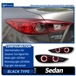 AKD Tail Lamp for Mazda 3 Axela Sedan LED Tail Light 2014-2018 Axela Sedan Rear Fog Brake Turn Signal Automotive Accessories