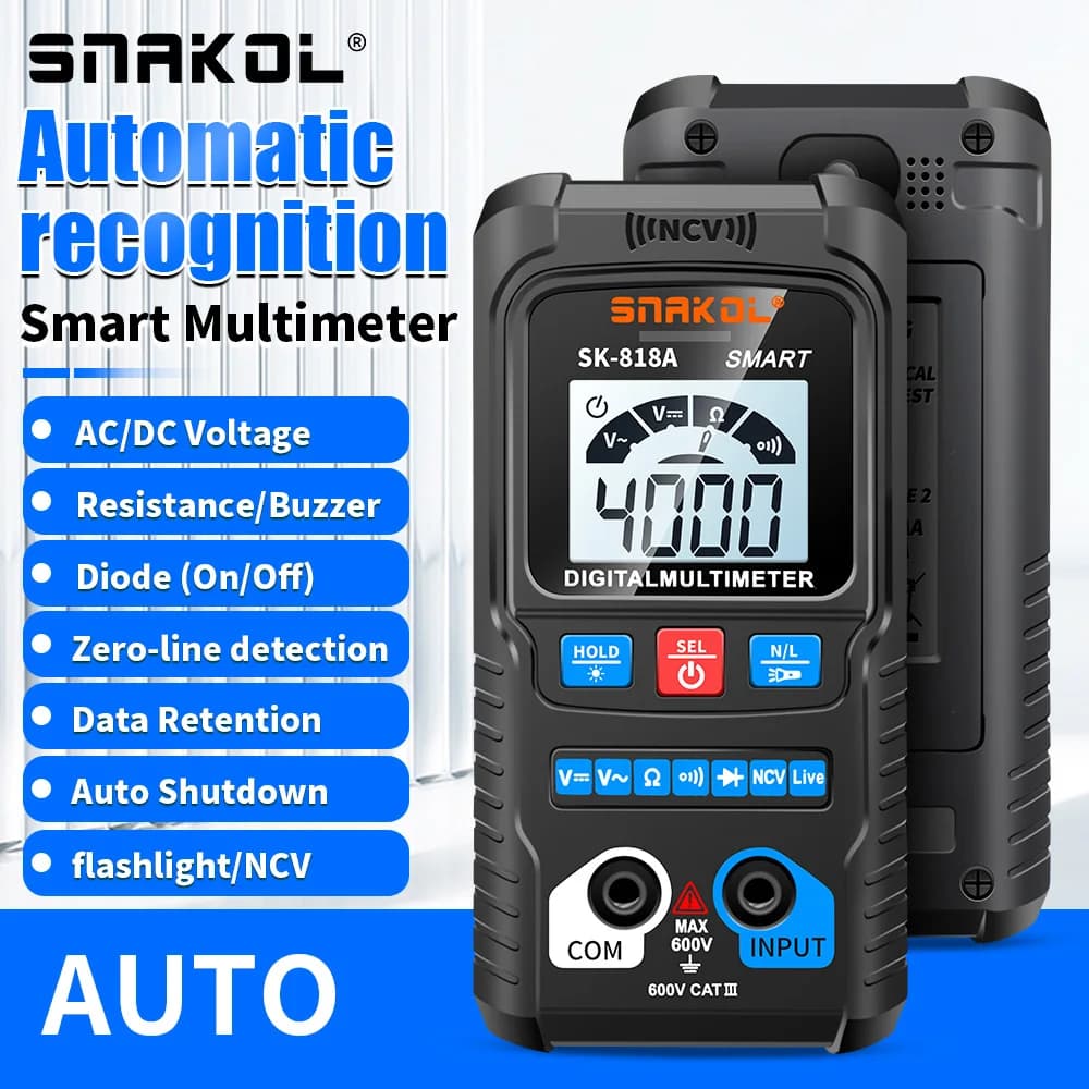 Profesional Digital Multimeter AC DC NCV Smart Multimeters Multimetro Ohm Voltage Meter Auto Range 600V Electrician Tester