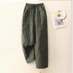 Spring Autumn Down Cotton Trousers 2025 New Loose Women's Clothes Straight Leg Pants Solid Color Fashion Female Wide-Leg Pants