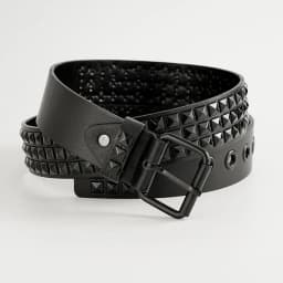Punk Style Rivet Belt Set, Equipped with Stainless Steel Square Buckle, PU Panel Material, Male and Female Pyramid Rivet Belts