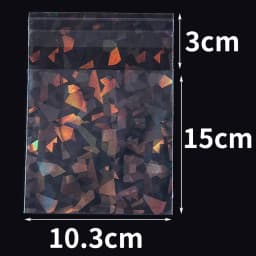 50pcs Holographic Laser Self Adhesive Bag Transparent Laser Fragment Plastic Pouch for Flash Badge Package Bag Card Sleeves