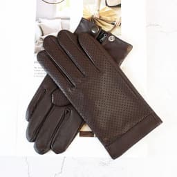Men's Summer Leather Driving Gloves Touch Screen Compatible Breathable Thin Sheepskin Motorcycle Riding Driver Gloves New E