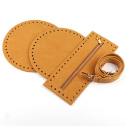 1Set PU Leather Knitting Crochet Bag Bottom Handbag Shoulder Strap Handmade Patchwork Handle Bag Material for Women DIY Bag