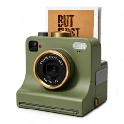 3D Printed Latte Art Camera One‑Touch Coffee Printer with 8 Stencil Cards Miniature Instant Camera Coffee Stencils Latte Art