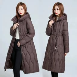 2025 Long Winter Over-The-Knee Overcoat Parka Down Cotton-Padded Jacket Women's Plus Size 100 KG Slim Cotton-Padded Jacket