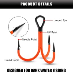 Spinpoler Flame Treble Hook UV Orange/Green Coated Point Treble Hooks 2X Strong Black Nickel Soft Lure Swimbait Pesca Tackle