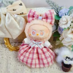 For Labubu Doll Clothes Hu Die Knot Skirt Set Labubu Idol V1 V2 Dolls Clothing Accessories 15/17cm Plush Doll Universal