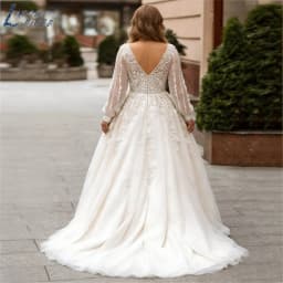 LAYOUT NICEB Vintage A-Line Plus Size Wedding Dresses Classic Long Puff Sleeves Bridal Gowns Backless Tulle Robe De Mariee 2024