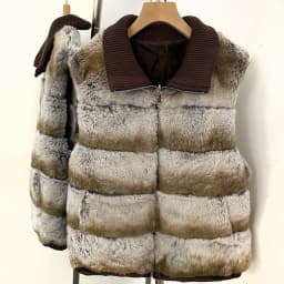 OFTBUY Knit Collar Zip Up Two Sides Wear Fur Waist Coat Women Reversible Real Rabbit Fur Vest New Winter Fur Clothing Female