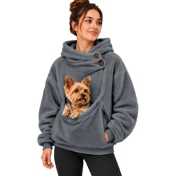 Women Casual Plush Solid Color Pet Pocket Half Zipper Hoodless Sweatshirt Funny Pullover Polyester Sweatshirt Women