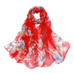 Summer Embroidered Silk Scarf Sun-Resistant Breathable Long Wraps Smooth Chiffon Sunscreen Hijab for Women
