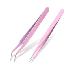 2pcs Anti-static Stainless Steel Tweezers Set Makeup Nail Art Eyelash Extension Tweezer Handmade Tool Kit for Maintenance Repair