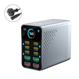 USB Type C GaN Charger Ai Display 10 in 1 Desktop Power Station Fast PD Charge For iPhone 17 Pro Max MacBook Air