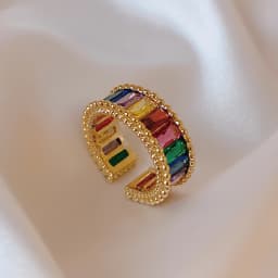 2025 New Exquisite Irregular Zircon Gold Color Open Rings Korean Fashion Jewelry For Women's Wedding Party Luxury Accessories