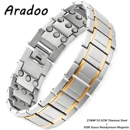 ARADOO Premium Titanium Steel Bracelets for Men with 3X Ultra Strenth Magnetic Wristband Jewelry Gifts