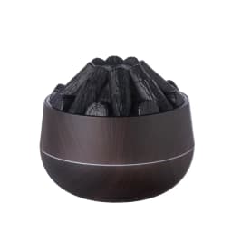 Simulated Charcoal Fire Humidifier Silent Ultrasonic Dual Mist Mode Built in Essential Oil Aromatherapy and Soft Night Light
