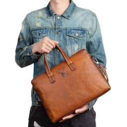 Retro Men's Briefcase Leather Casual Handbag Top Layer Cowhide Shoulder Bags Men Business Bag Pure Leather Laptop Tote Bags