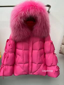 Lagabogy 2026 Big Natural Fox Fur Puffer Jacket New Winter Clothes Women Thick Warm White Duck Down Coat Female Real Fur Parker