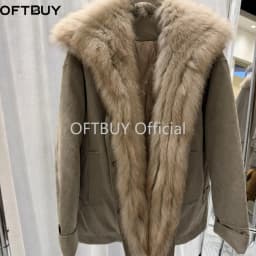 OFTBUY Winter Warm Real Suede Jacket Button Thick Padded Fashion Loose Outerwear Women Luxury Fox Fur Collar Goose Down Parka